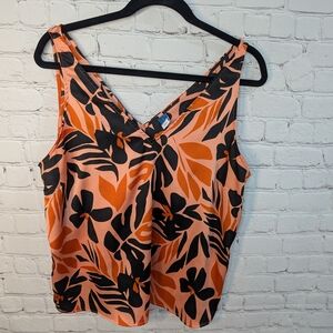 Old Navy Tropical Floral Tank Top - Orange and Black